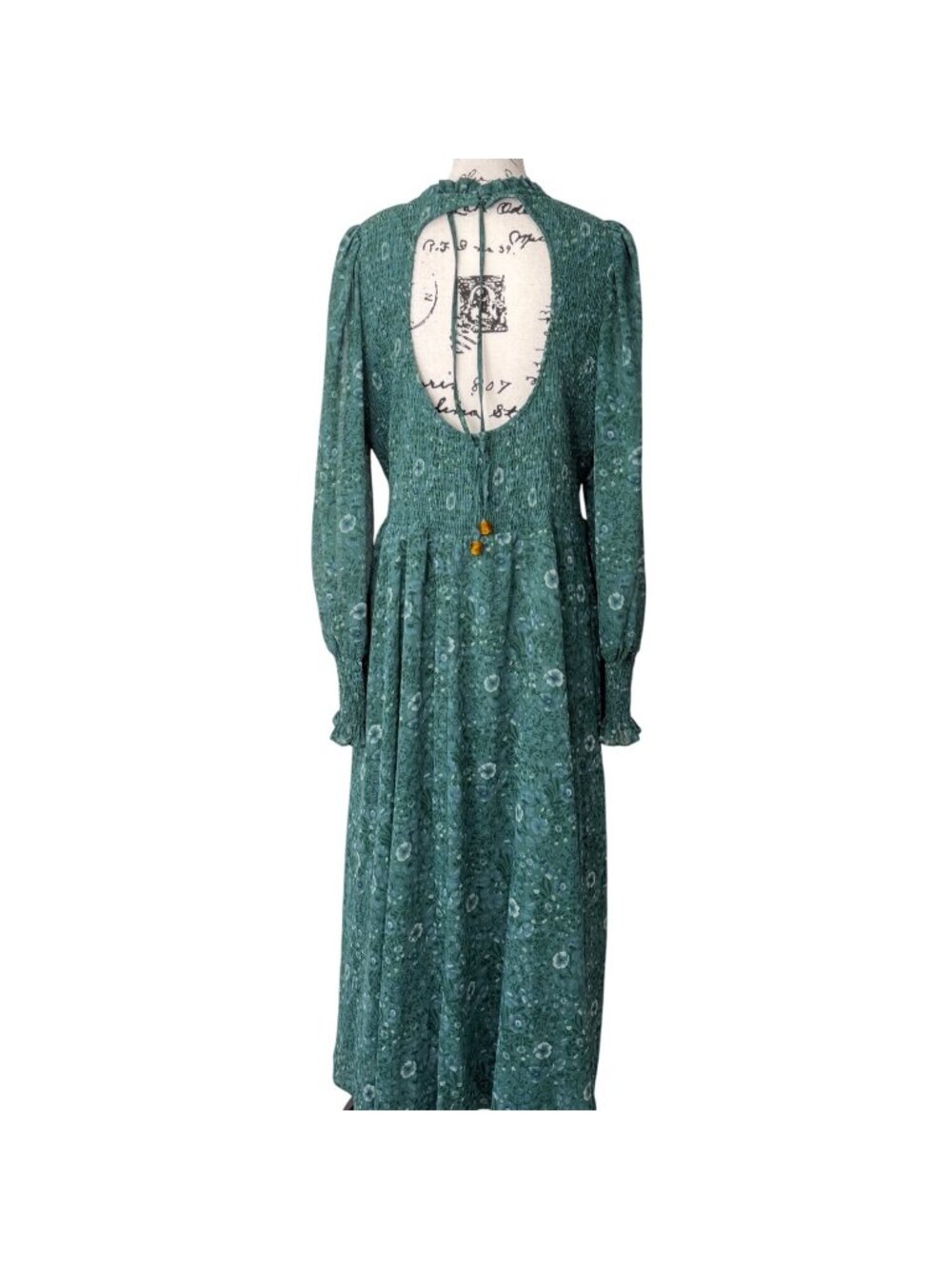 Madewell Womens XL Midi Dress Crinkle Georgette Lucie Tie-Back Woodland Floral - Picture 4 of 8